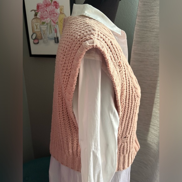 🚨SOLD🚨Moral Fiber Distressed Sweater Vest and Nordstrom Collar Dress - Picture 2 of 7